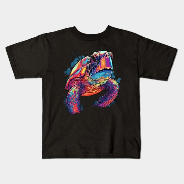 Sea Turtle Smiling Kids T-Shirt by JH Mart